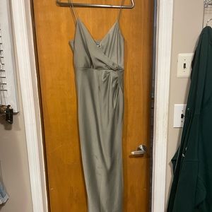 BHLDN Freya Satin Charmeuse Dress Sage